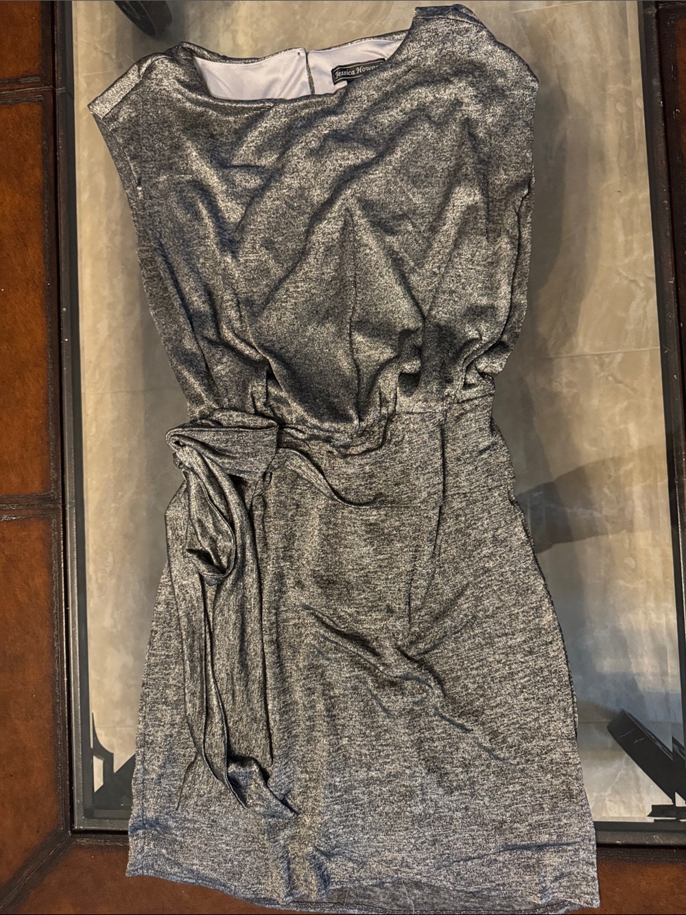 Jessica Howard Shimmery Silver-Gray Sheath Dress